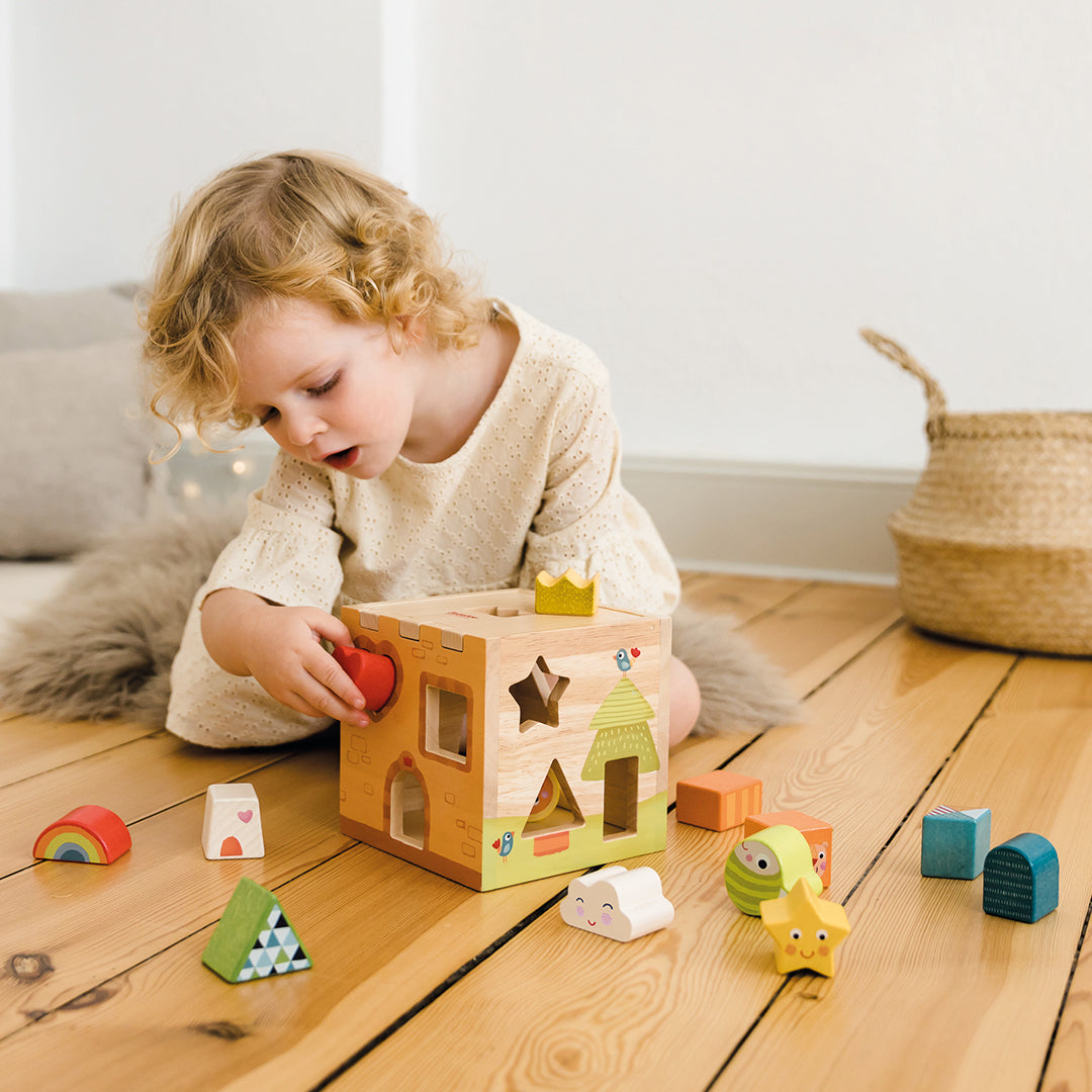 Bababoo’s Castle Sorting Cube lifestyle image with child
