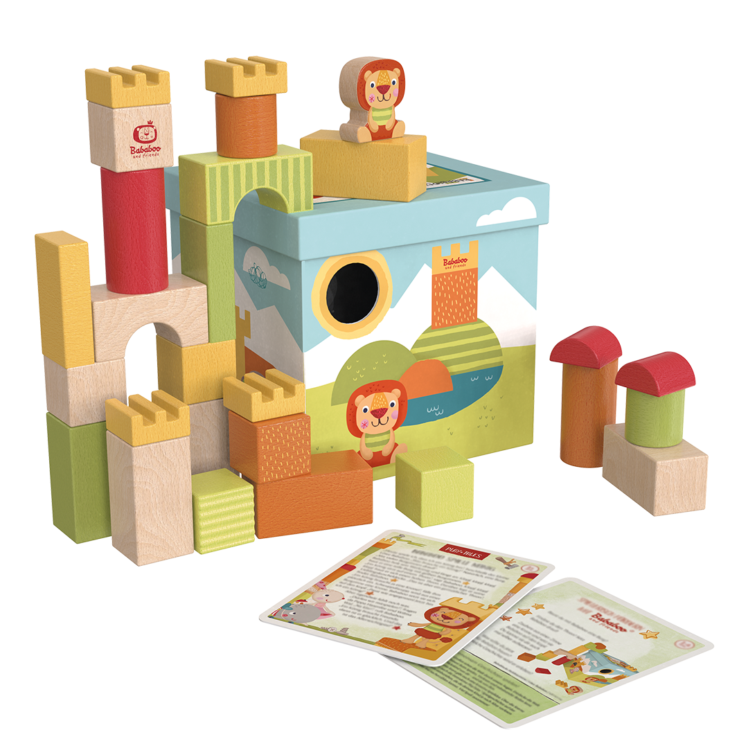 Lion Bababoo Babablocks all pieces shown with packaging