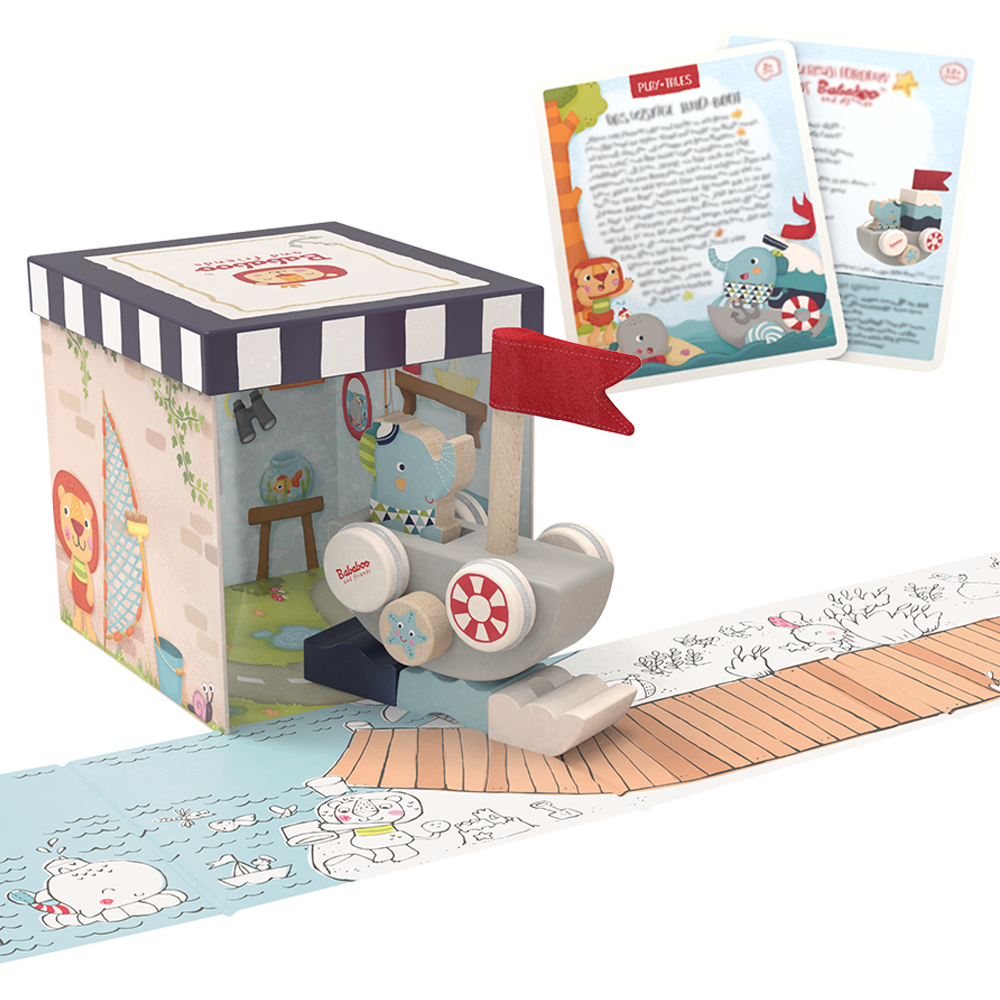 Lolo's Funny Autoboat 2-in-1 Stacking Game product and packaging