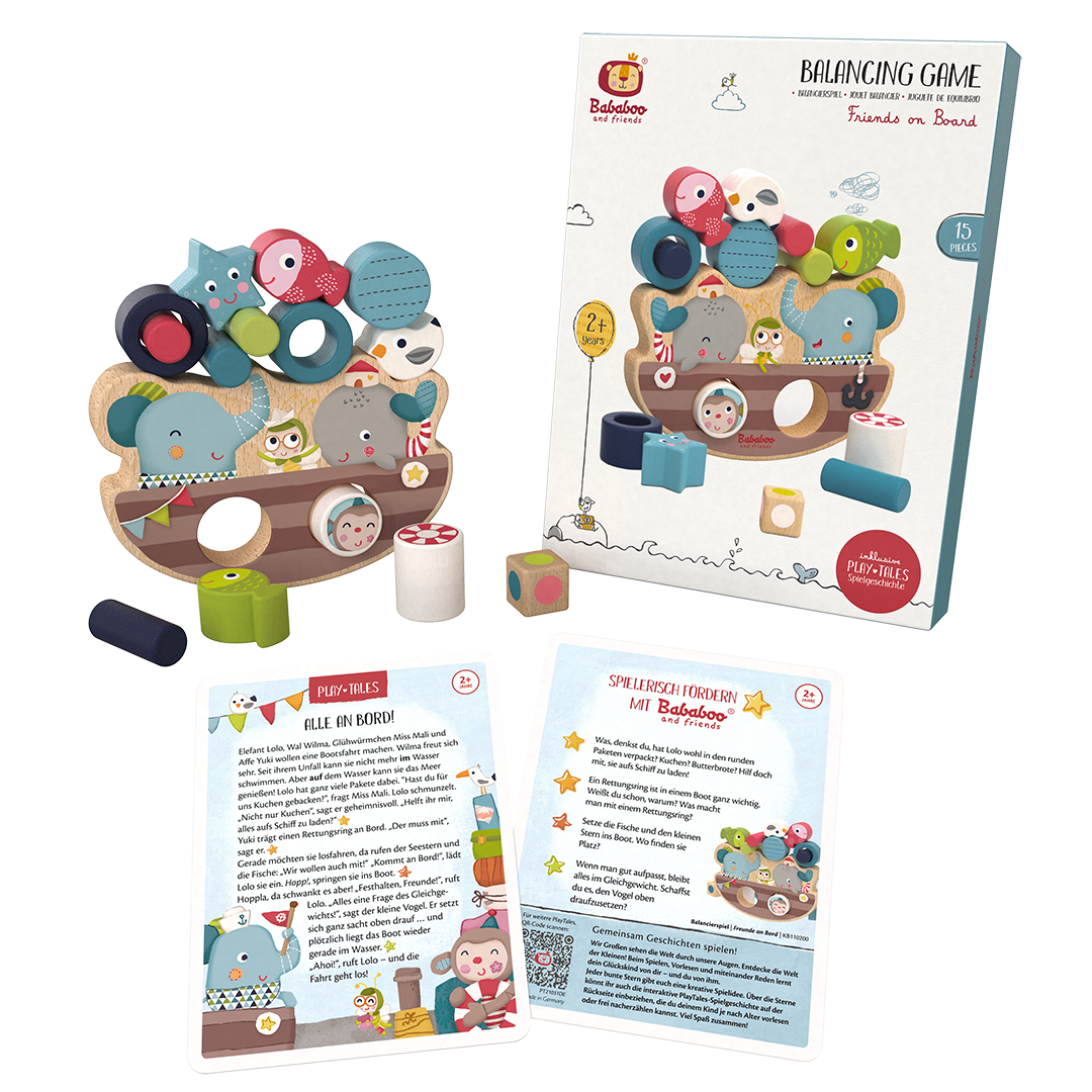 Friends on Board Balancing Game all pieces and packaging