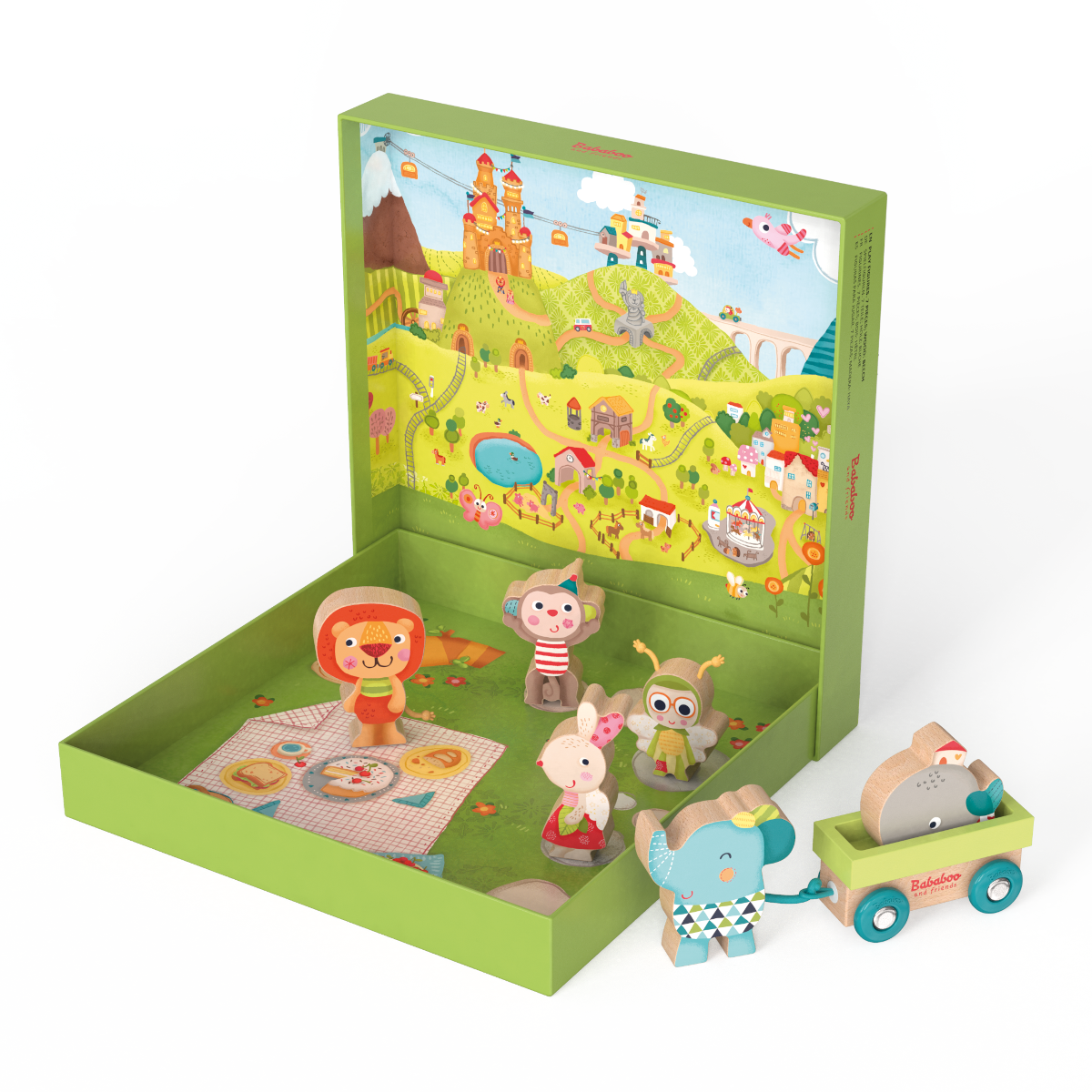 Bababoo and friends Play Figures shown with packaging