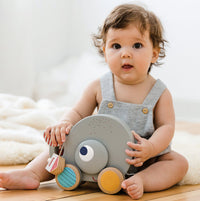 Thumbnail for Whale Wilma Pull Along Toy lifestyle image with child